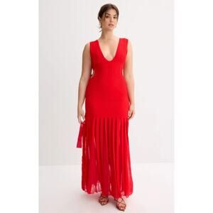 Ronny Kobo x RTR Cut Out Knit Maxi in Red - Size XL